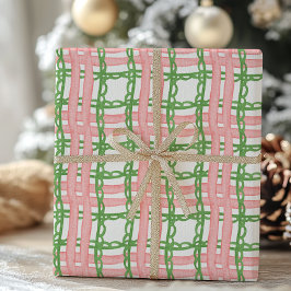 Waterverf Rood en Groen Whimsical Schotse ruit Cadeaupapier