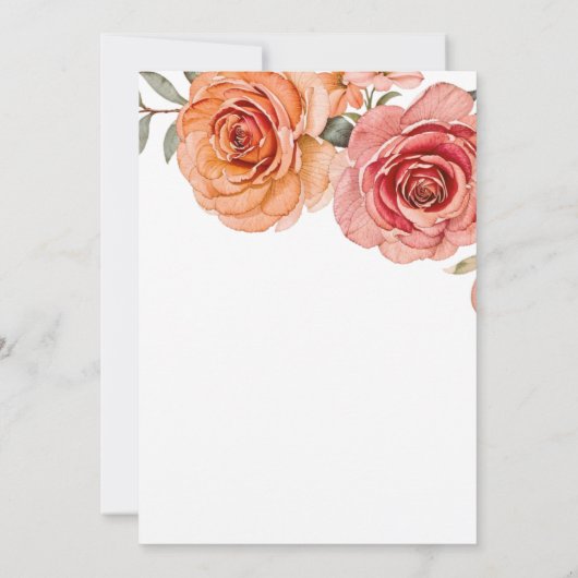 Waterverf Rood En Oranje Roos Bloemige Verjaardag Kaart (Achterkant)