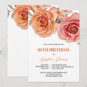 Waterverf Rood En Oranje Roos Bloemige Verjaardag Kaart (Voorkant / Achterkant)