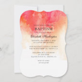 Waterverf rood en perzik modern eenvoudig doopsel kaart (Voorkant)