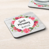 Waterverf Rood en roze bloemen cirkelvormig ontwer Bier Onderzetter (Linkerzijde)
