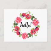 Waterverf Rood en roze bloemen Grote cirkel Briefkaart (Voorkant)