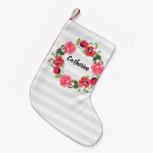 Waterverf Rood en roze bloemen Grote cirkel Kleine Kerstsok (Voorkant (Hangend))