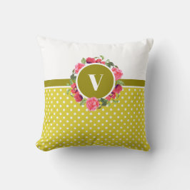 Waterverf Rood en roze bloemen Grote cirkel Kussen