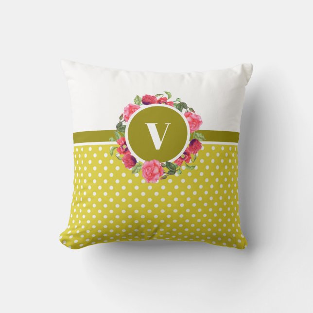 Waterverf Rood en roze bloemen Grote cirkel Kussen (Voorkant)