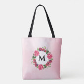 Waterverf Rood en roze bloemen Grote cirkel Tote Bag (Achterkant)