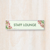 Waterverf Rood en Roze Bloemen Licht Groen Deurbordje (Voorkant)