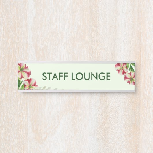 Waterverf Rood en Roze Bloemen Licht Groen Deurbordje (Voorkant)