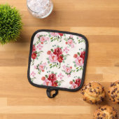 Waterverf Rood en Roze Bloemen Naadloos Patroon Pannenlap (Top down)