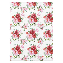 Waterverf Rood en Roze Bloemen Naadloos Patroon Tafelkleed