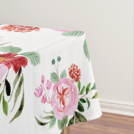 Waterverf Rood en Roze Bloemen Naadloos Patroon Tafelkleed