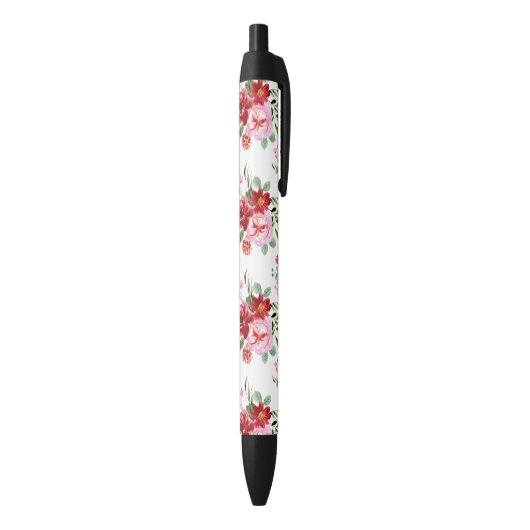 Waterverf Rood en Roze Bloemen Naadloos Patroon Zwarte Inkt Pen (Achterkant (Verticaal))
