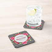 Waterverf Rood en Roze Bloemen Wreatding Wedding Bier Onderzetter (Rechterzijde)