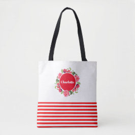 Waterverf Rood en Roze Cirkel Tote Bag