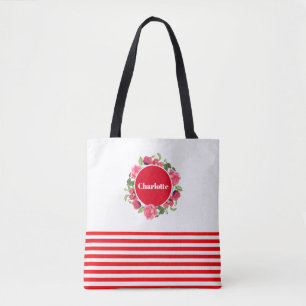 Waterverf Rood en Roze Cirkel Tote Bag