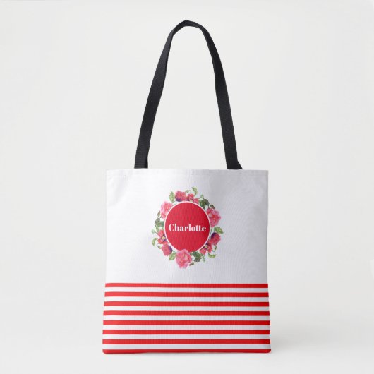 Waterverf Rood en Roze Cirkel Tote Bag (Voorkant)