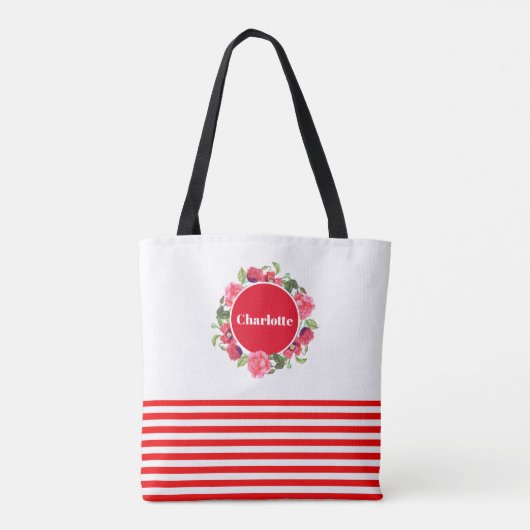 Waterverf Rood en Roze Cirkel Tote Bag (Achterkant)