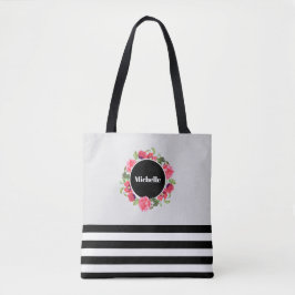 Waterverf Rood en Roze Cirkel Tote Bag
