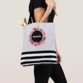Waterverf Rood en Roze Cirkel Tote Bag (Dichtbij)