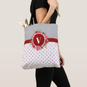 Waterverf Rood en Roze Cirkel Tote Bag (Dichtbij)