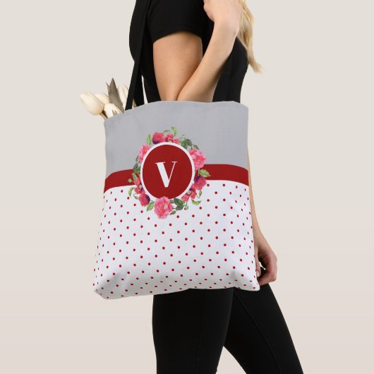 Waterverf Rood en Roze Cirkel Tote Bag (Dichtbij)