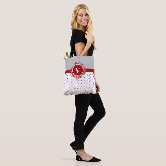 Waterverf Rood en Roze Cirkel Tote Bag (Op model)