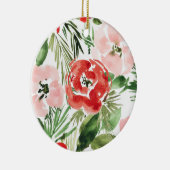 Waterverf rood en roze floreel ontwerp keramisch ornament (Rechts)