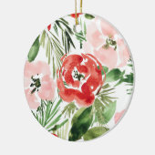Waterverf rood en roze floreel ontwerp keramisch ornament (Links)