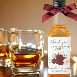 Waterverf Rood en roze rozen bruiloft Hartelijk da Likeurfles Etiket