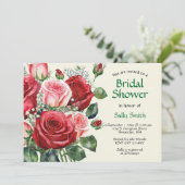 Waterverf Rood en Roze Rozen Vrijgezellenfeest Kaart (Staand voorkant)