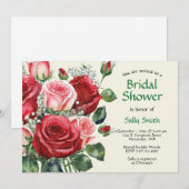 Waterverf Rood en Roze Rozen Vrijgezellenfeest Kaart (Voorkant / Achterkant)