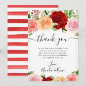 Waterverf Rood en Sinaasappel Rozen Bloemen Bruilo Bedankkaart (Voorkant / Achterkant)