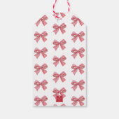 Waterverf Rood en Wit Gestreepte Boog Cadeaulabel (Achterkant)