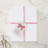 Waterverf Rood en Wit Gestreepte Boog Cadeaulabel (Met Touw)