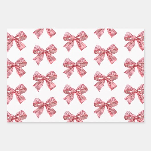 Waterverf Rood en Wit Gestreepte Boog Inpakpapier Vel (Voorkant 2)