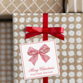 Waterverf Rood en Wit Gestreepte Boog Notitiekaartje