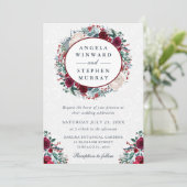 Waterverf rood en wit winterkrans bruiloft kaart (Staand voorkant)