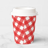 Waterverf Rood- en wittekettenbekertje met deksel Papieren Bekers (Rechts)