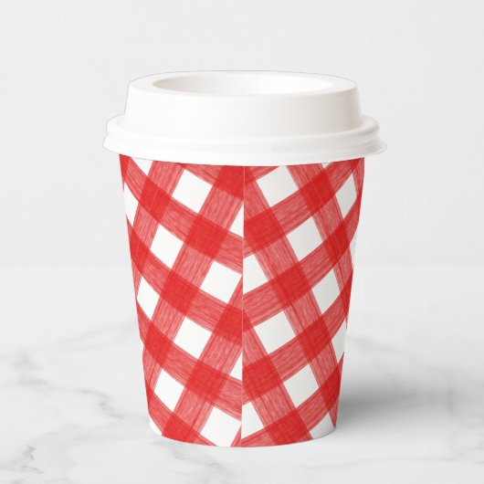 Waterverf Rood- en wittekettenbekertje met deksel Papieren Bekers (Rechts)