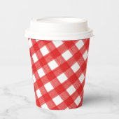 Waterverf Rood- en wittekettenbekertje met deksel Papieren Bekers (Voorkant)