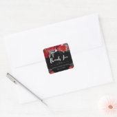 Waterverf Rood en Zilver Bloemen Sweet 16 Vierkante Sticker (Envelop)