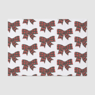 Waterverf Rood en Zwart Buffel Plaid Bow Tissuepapier