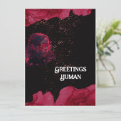 Waterverf Rood en Zwart Vlak Wenskaart Kaart (Staand voorkant)