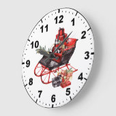 Waterverf Rood- en zwarte penselen voor kerstmis Grote Klok (Hoek)