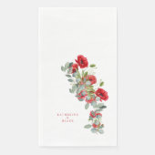Waterverf Rood Floral en Eucalyptus Names Weddensc Servet (Voorkant)