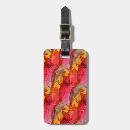 Waterverf rood geel bagagelabel (Voorkant verticaal)