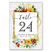 Waterverf Rood Geel Blauw Bloemen Huwelijk Kaart (Achterkant)