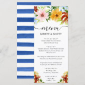 Waterverf Rood Geel Blauw Bloemen Huwelijk Menu (Voorkant / Achterkant)