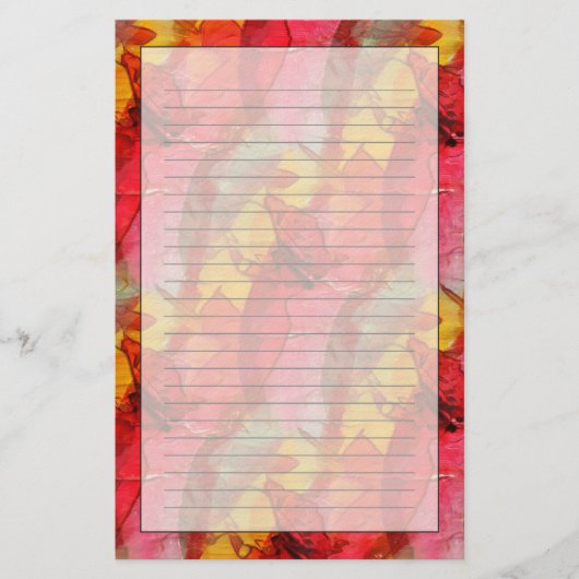 Waterverf rood geel briefpapier (Voorkant)