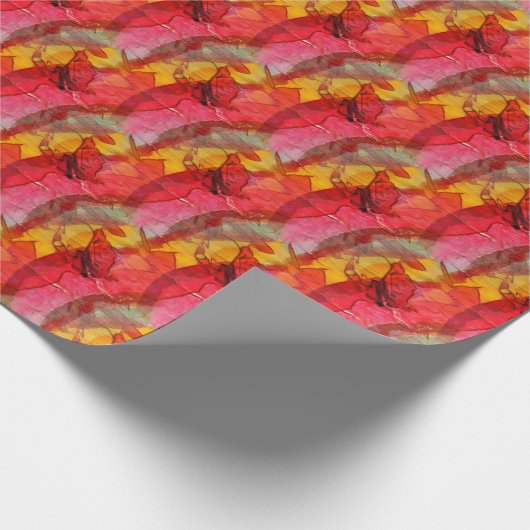 Waterverf rood geel cadeaupapier (Hoek)